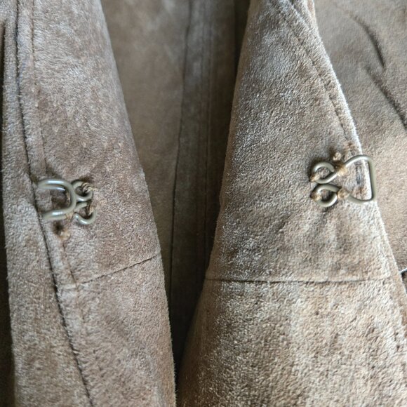 Ideology NWT Genuine Suede Leather Women's Jacket Tan Size L w/Ruffles Collared - Picture 4 of 12